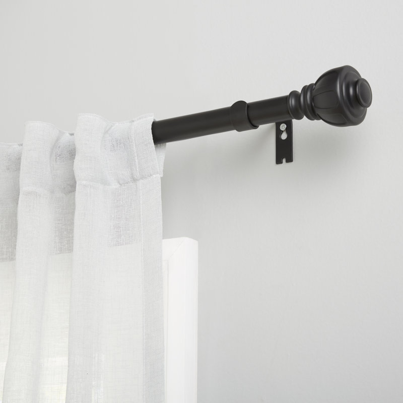 Adjustable Single Curtain Rod, Matte Black