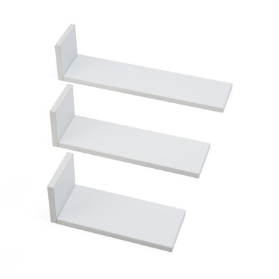 Rio Set Of Three L-Shaped Wall Shelves - Dove Grey