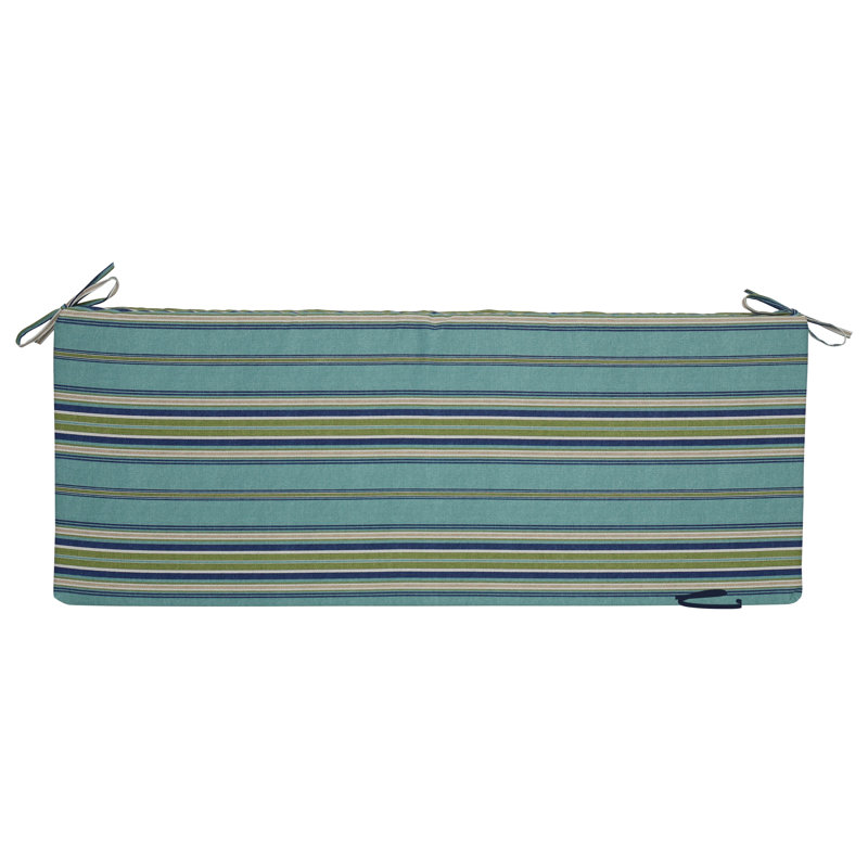 Coussin de banc d'extérieur, Brun clair / vert / bleu / brise de terrasse rayé