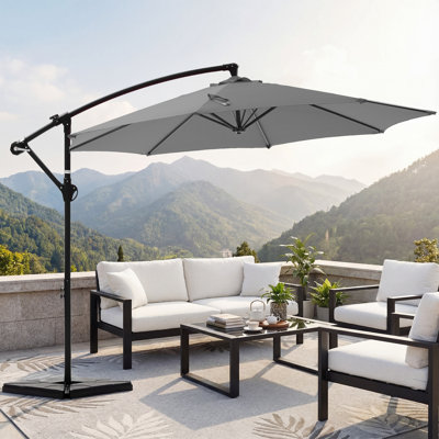 10 FT Outdoor Adjustable Offset Cantilever Umbrella With Crank Lift Mechanism, Fade-Resistant, Waterproof