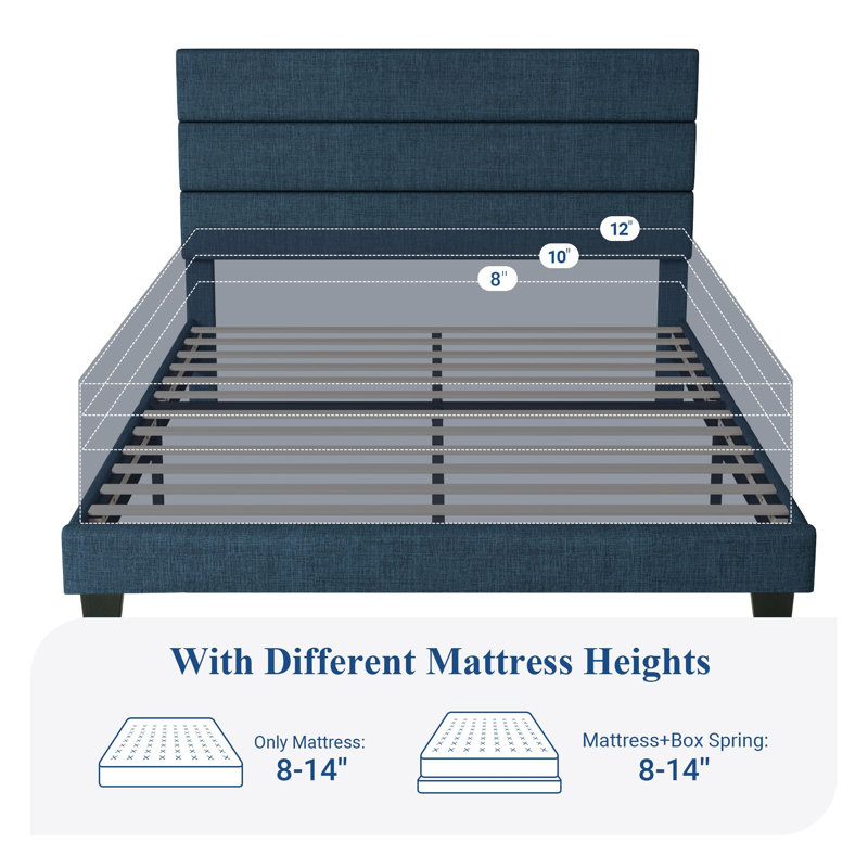 Breeauna 43.3" Steel Bed Frame, Navy Blue