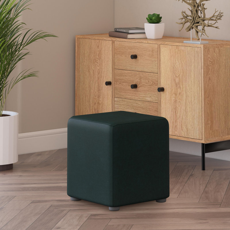 Faux Leather Cube Seating, Leaf Green
