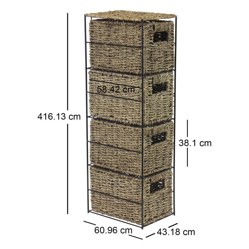 Seagrass Solid Wood 43.18cm W 4 - Drawer Chest of Drawers