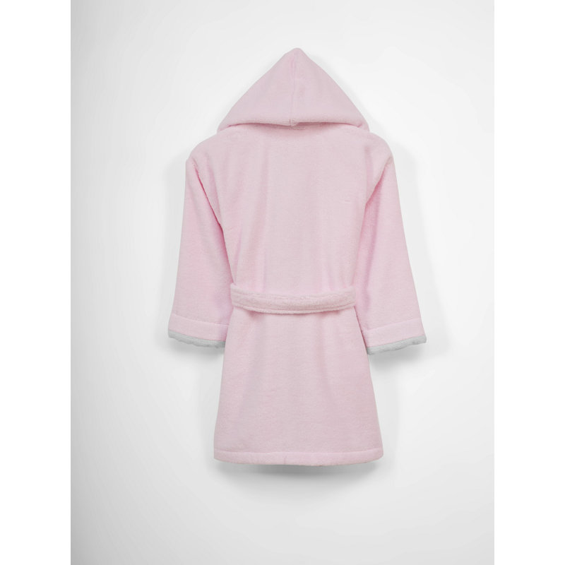 Peignoir 100% coton mi-mollet avec poches et capuche, Rose/gris, Enfants P