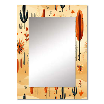 Arrya Cactus Desert Dreams Boho Pattern - Floral Unique Mirror, Cottage Large Wall Mirror, Printed Metal Art
