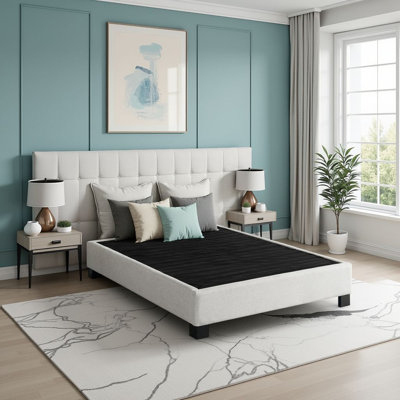 Base de lit tapissier moderne Modern Contempo, avoine