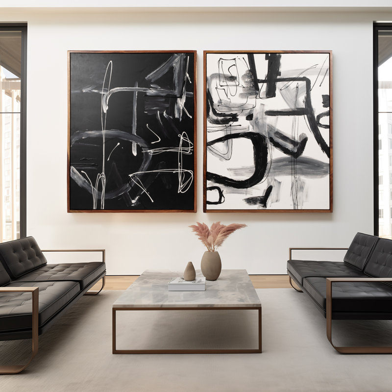 Set Of 2 95X59 Hand Painted Contemporary Art