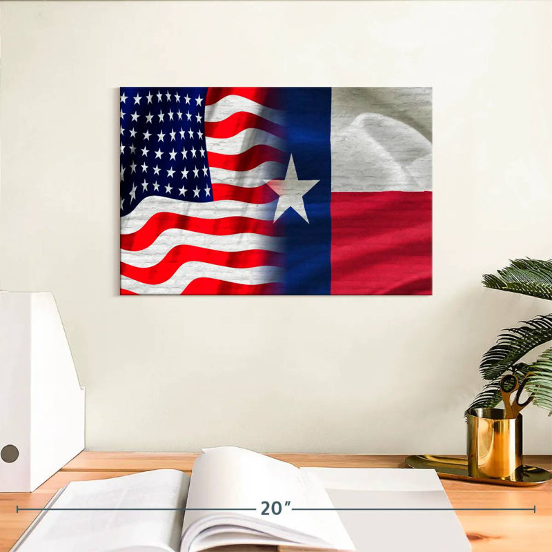 Borges US And Texas Flag, 8" H x 12" W