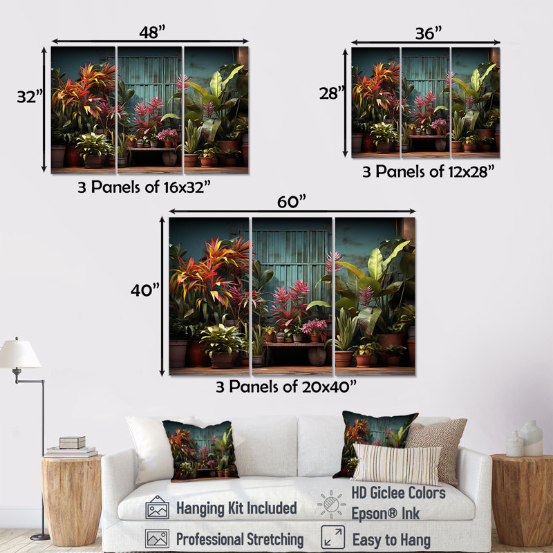 «Graffiti Urban Greenery Poetry I - Plants», ensemble de reproduction d'art mural, Toile tendue, H 32 po x l 48 po x P 1 po