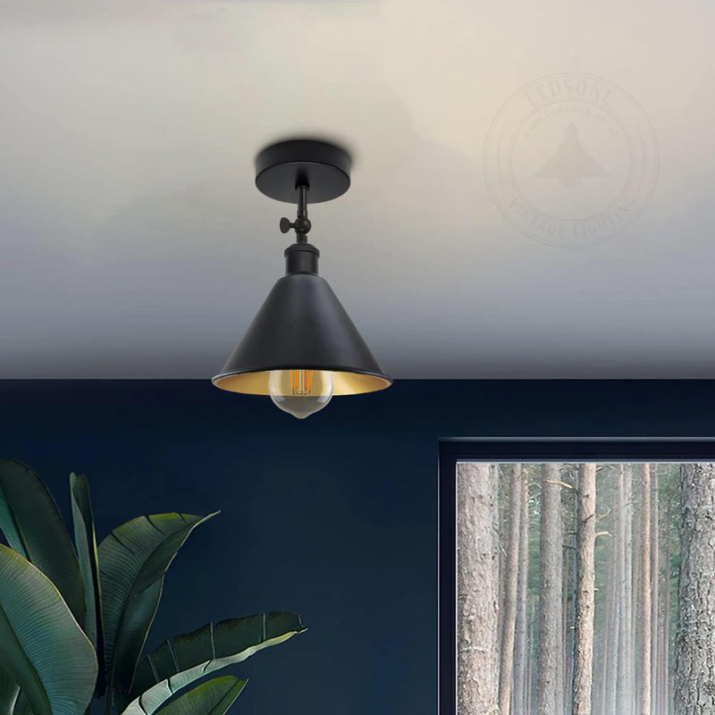 Flush Mount, Black inner gold