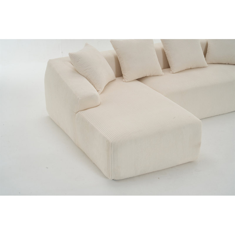 Canapé confortable, canapé à compression, canapé combiné avec 4 coussins, Blanc