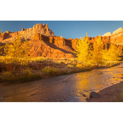 USA Utah Capitol Reef National Park The Castle formation and Fremont River Credit as: Cathy & Gordon Illg / Jaynes Gallery Poster Print by Jaynes -  Union Rustic, 68F8359950BA4E4FA270ABECE4E4B303
