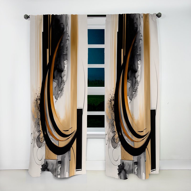 Gold Touch Art Deco II - Modern Velvet Curtain - Room Darkening - 1 panel, 52" W x 63" L