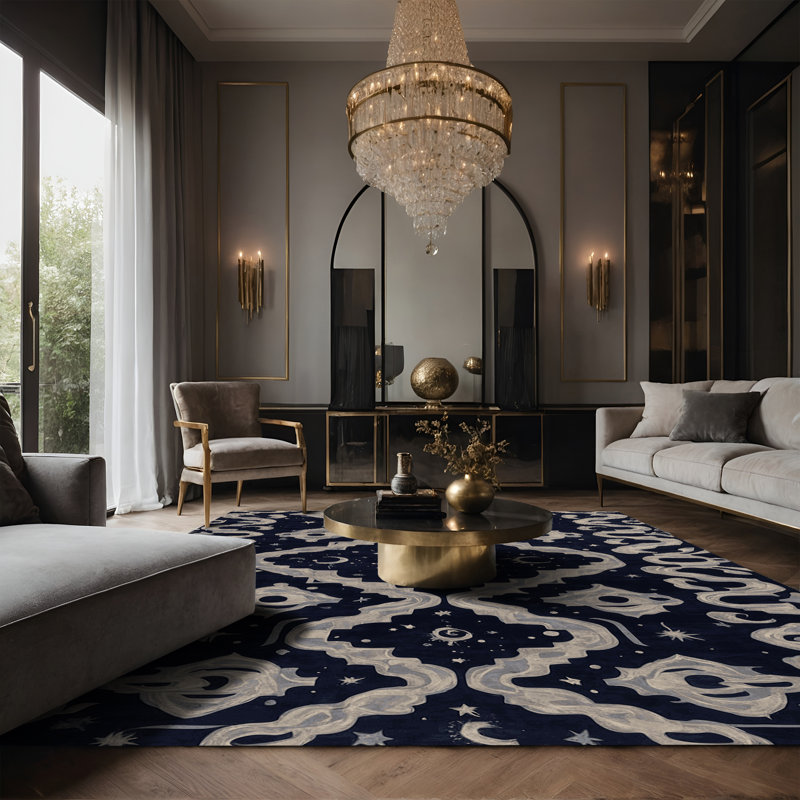 Tapis gris soyeux et moelleux, Rectangle 7 pi x 9 pi