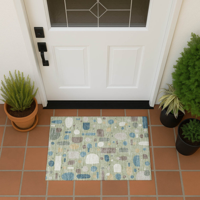 Machine Washable Indoor/Outdoor Juliet ACN2393 Mid-Century Modern Rug, Rectangle 1'8" x 2'6"