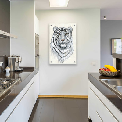 Bungalow Rose 'White Tiger II' by Tim O'Toole, Acrylic Glass Wall Art, 24"x36"