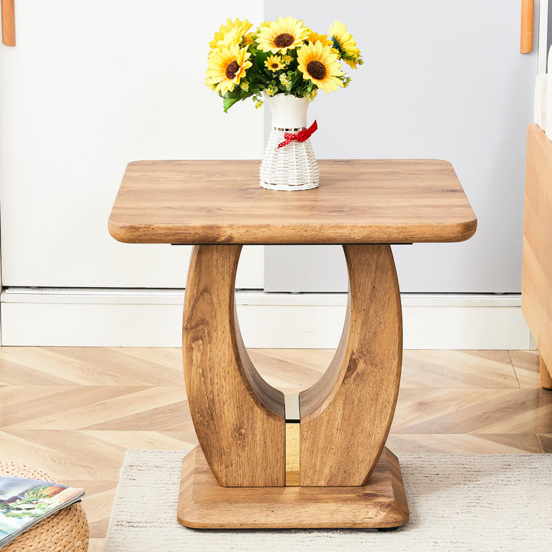 Table en bois avec motif d'autocollant grain - 23,6 * 23,6 * 21,3 pouces, conception ergonomique, décor carré en bois confortable et confortable, rehaussant l'espace de vie