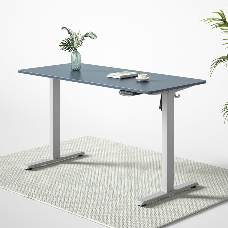 Ein Adjustable Metal Base Standing Desk, Dark Blue/Silver, 47''H X 48''W X 24''D