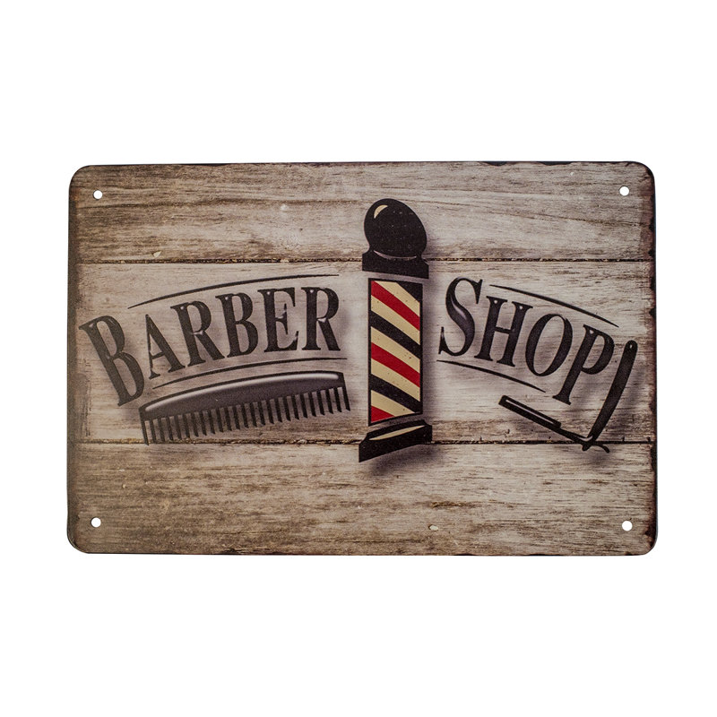 Affiche rétro en métal Barber Shop 8 x 12