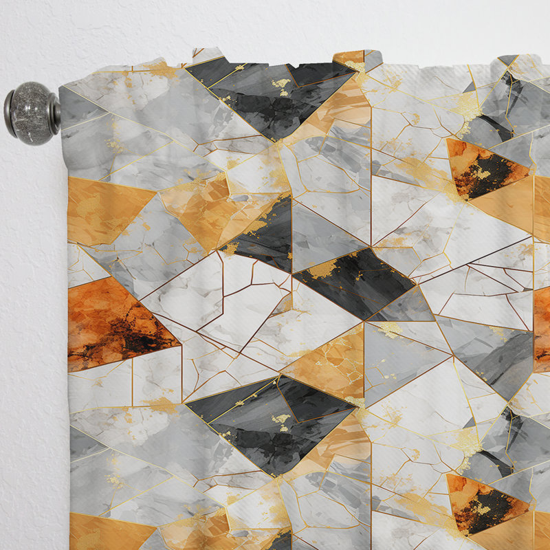 Gold Industrial Chic Marble Escape - Abstract Marble Curtain - Velvet Room Darkening - 1 Panel, 52" W x 84" L