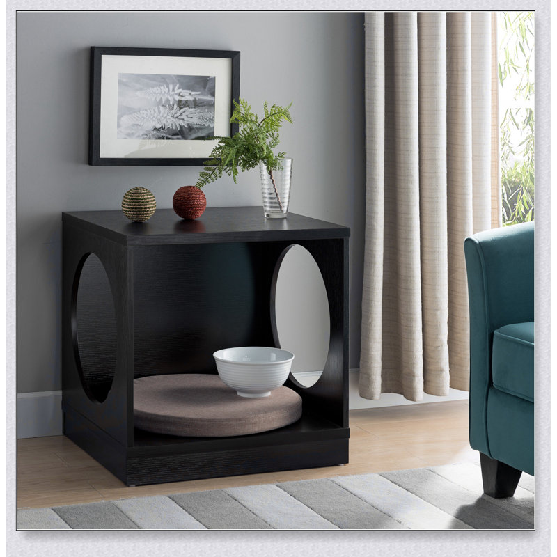 Table de bout ronde pour animaux de compagnie avec tapis amovible couleur cacao rouge Circle Design