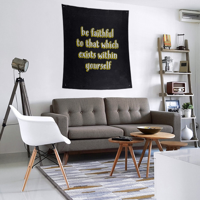 Tableau noir de polyester fidèle à vous-même tapisserie quote, H 60 po x l 51 po, Jaune