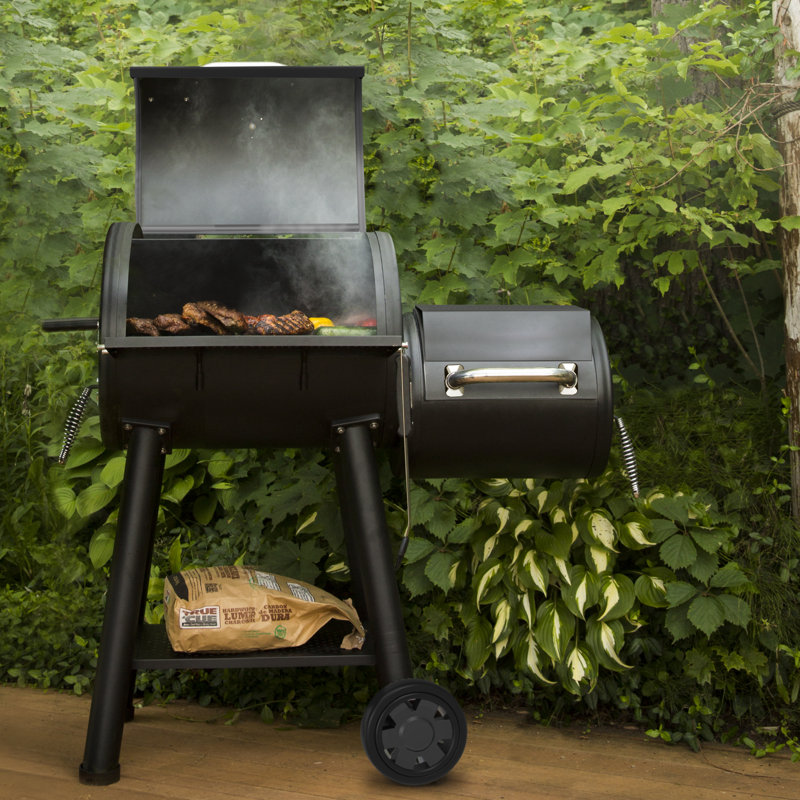 Broil King Regal Charcoal Offset 400 Charcoal Grill and Offset Smoker in Black