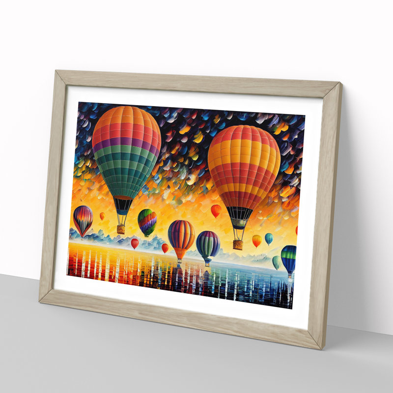 Colourful Hot Air Balloons Vol.3 - Print, Walnut Framed, 34cm H x 46cm W x 2cm D