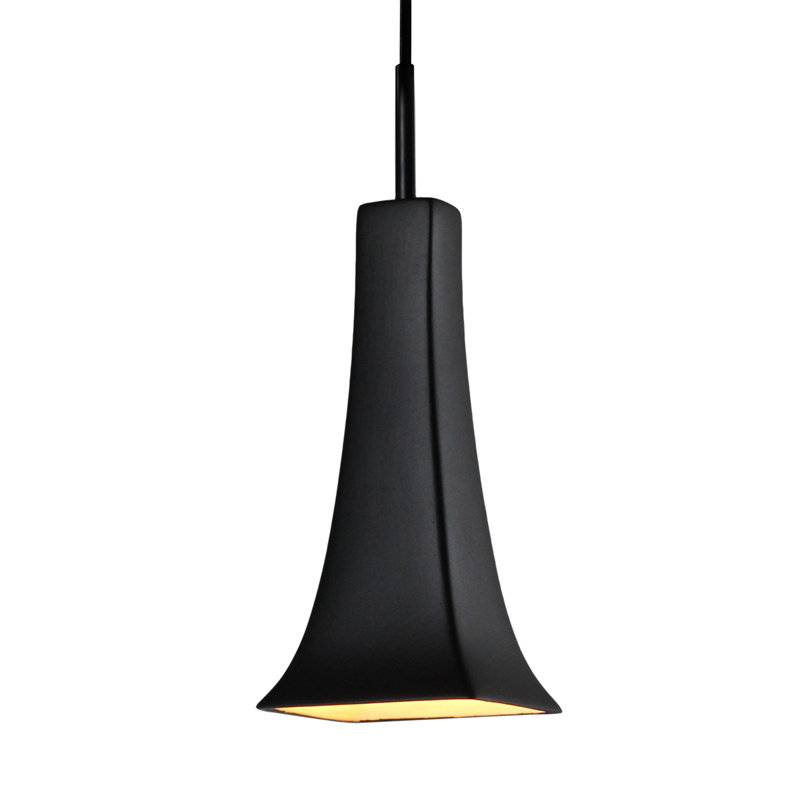 Luminaire suspendu conique unique à 1 lumière Shullsburg, Noir ardoise