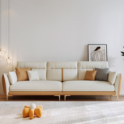 Coussin beige modulaire en similicuir