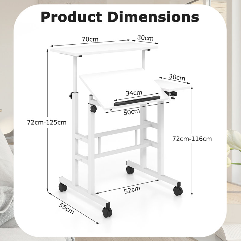 Adjustable Metal Base Standing Desk, White