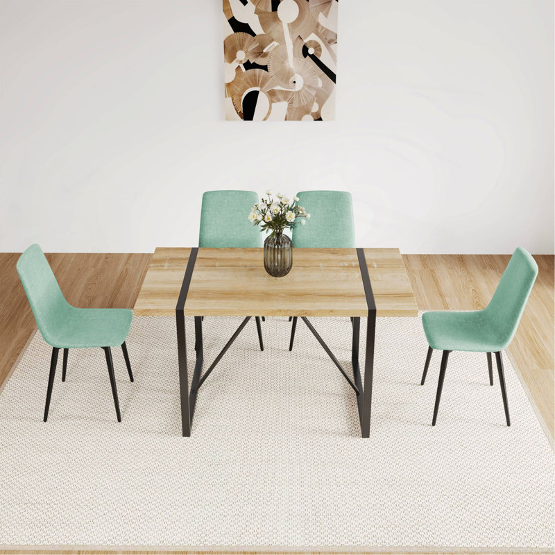 Ensemble de table de salle à manger en MDF et chaise de salle à manger 4 pièces, ensemble de table de salle à manger en bois de style médiéval