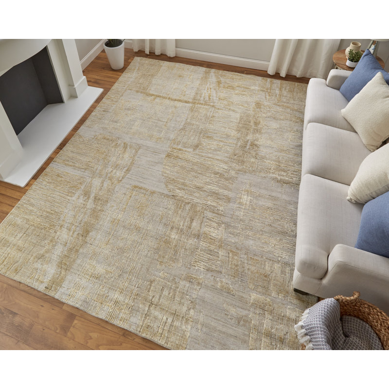 Eastfield Abstract Area Rug in Beige/Gold/Ivory, Rectangle 5' x 8'