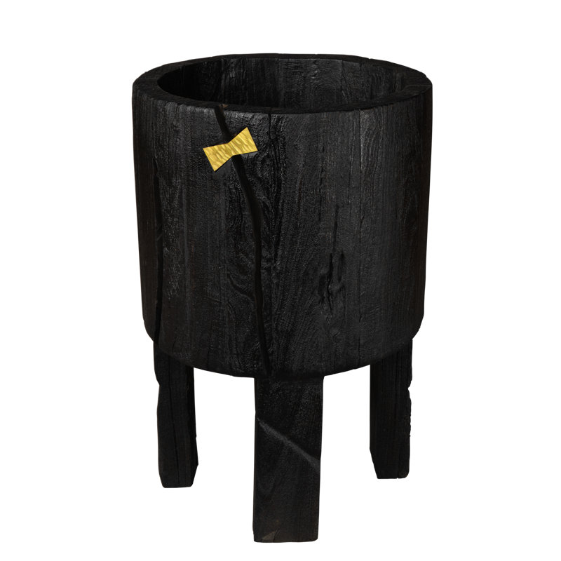 Obsidian Heirloom Planter (Med) ~ A bold fusion of ebonized elegance and timeless craftsmanship, this 100% reclaimed wood pot planter brings sculptural artistry to life, transforming natural imperfections into a striking design statement.
