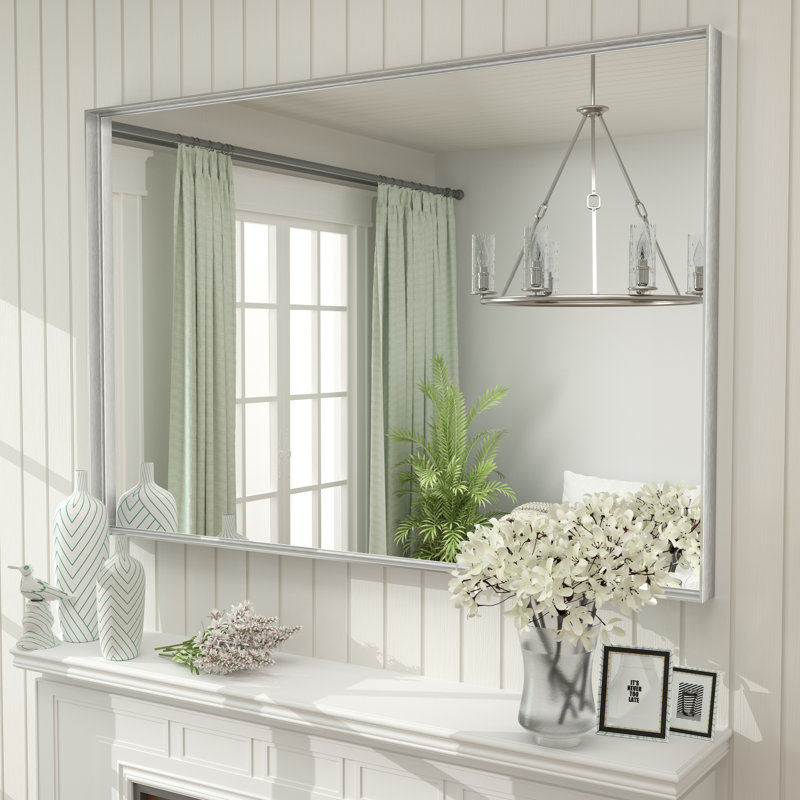 Miroir mural Aevar, 48 po x 32 po, Argent brossé