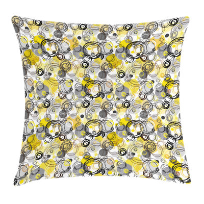 Geometric Sketchy Circles Square Pillow Cover