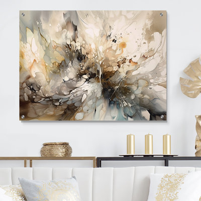 «White and Grey Geometric Profondeurs I», art mural abstrait géométrique en acrylique
