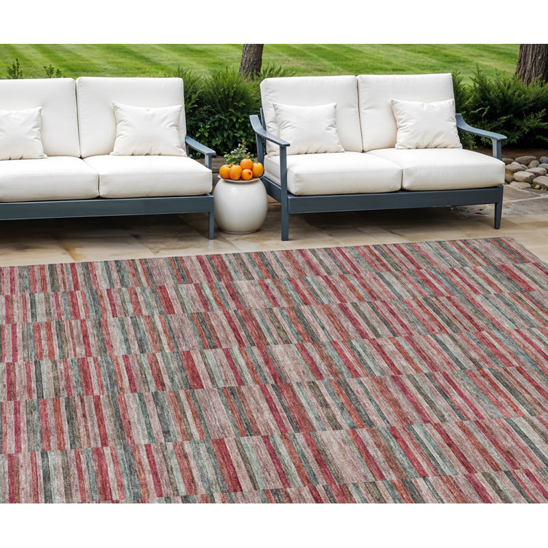 Tapis intérieur lavable rayé beige 8 pi x 10 pi
