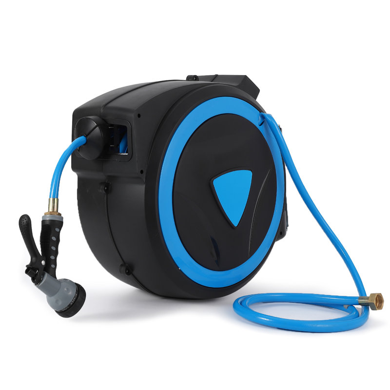 Retractable Garden Plastic Hose Reel, 1.3cm H x 198.1cm L x 198.1cm W