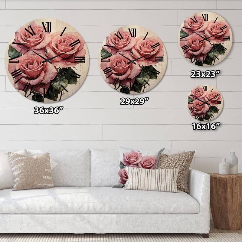 Horloge murale en bois massif Nazmeen, Grand