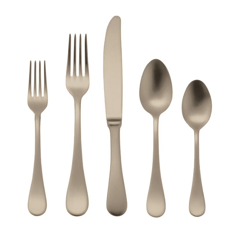 Couvert 5 pièces en acier inoxydable Brescia, Champagne givré