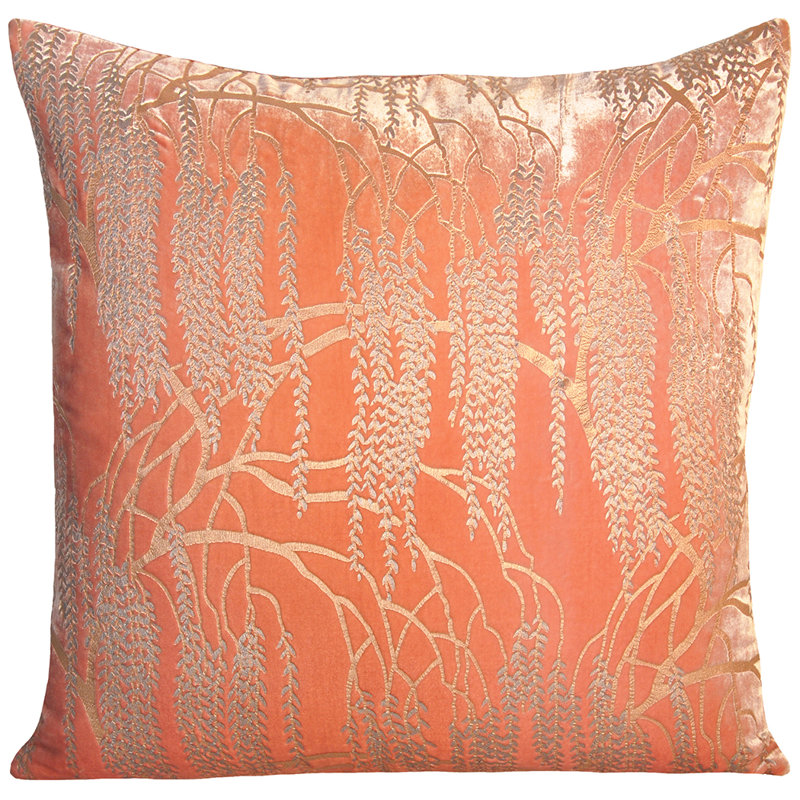 Metallic Square Velvet Pillow Cover & Insert, 22" x 22", Mango