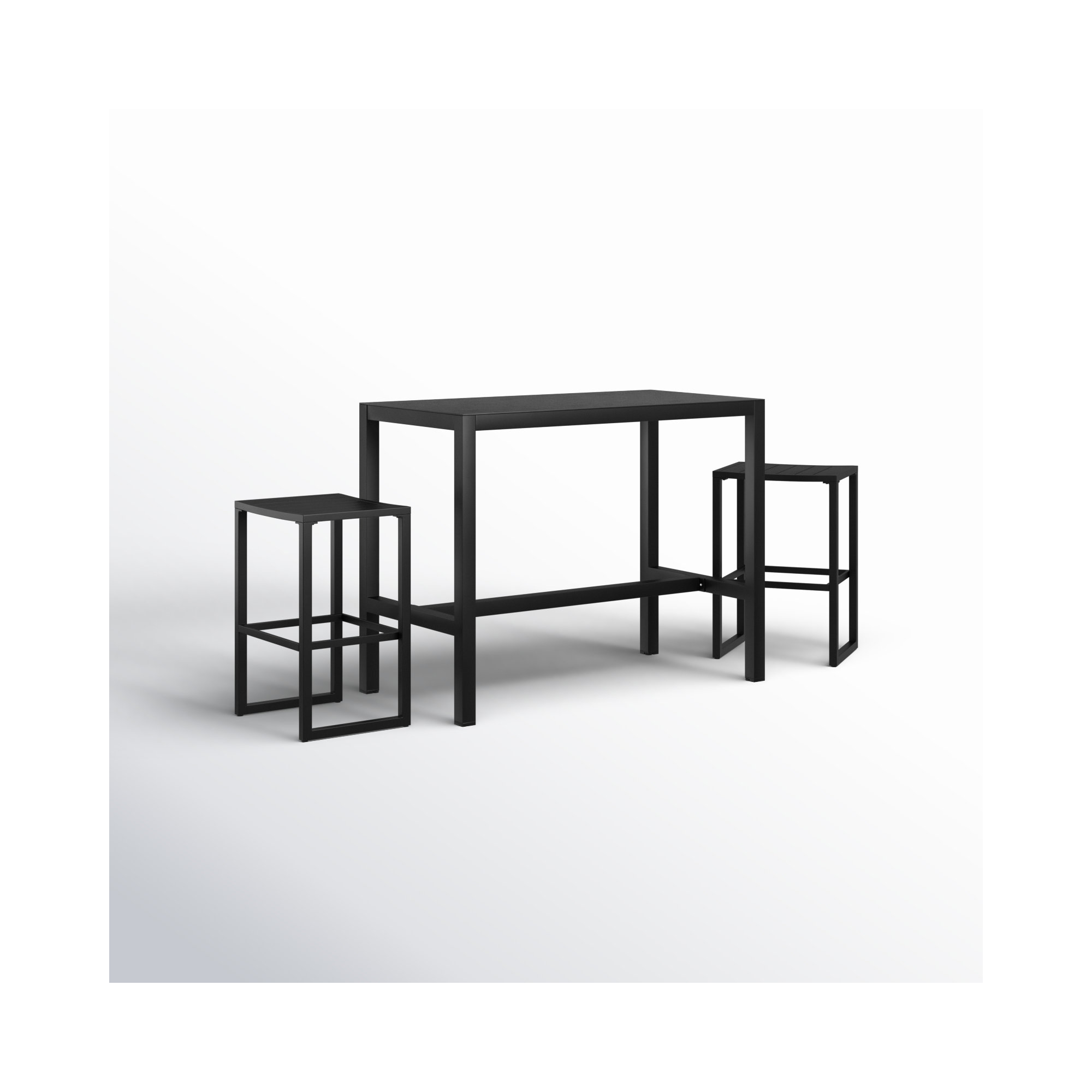 Armando 54'' Rectangular Outdoor Dining Set, 2, Black