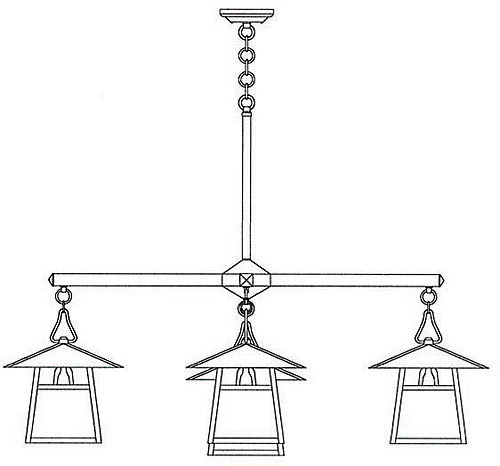 Lustre ombré à 4 lumières Carmel, 45" H x 60.5" W, Cuivre brut, Amande Mica