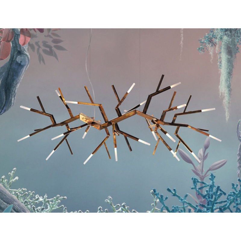 Lustre Acropora à branches claires, Or mat, Gelé, 113"” Wide x 32 Depth x 25" Height