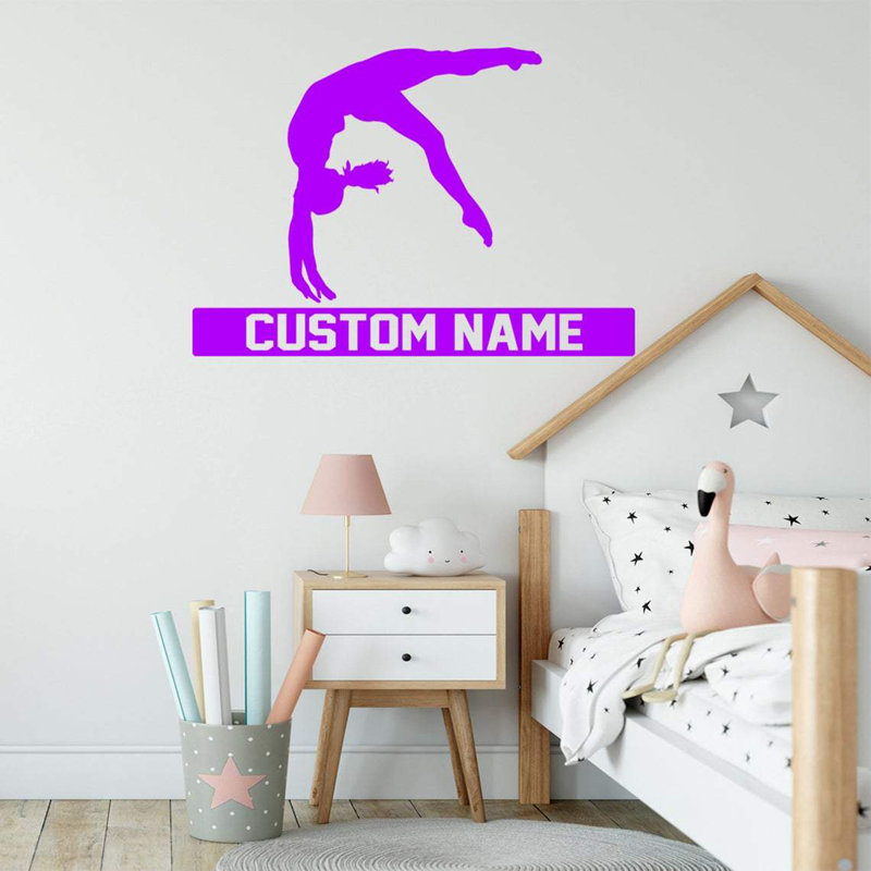 Adhésif décoratif Trinx Gymnast Silhouette avec nom personnalisé - CS43, H 18 po x l 26 po, Violet