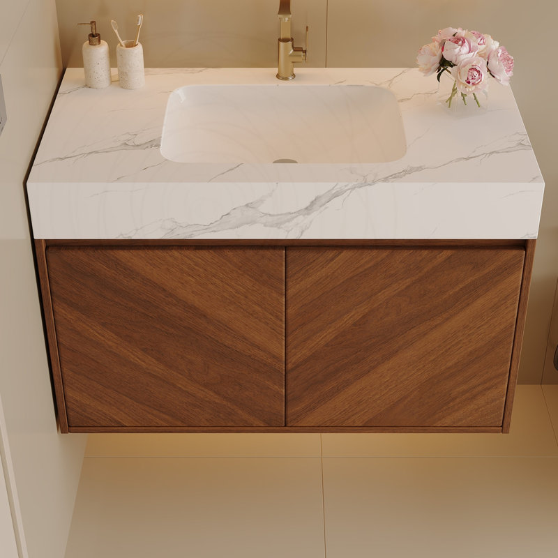 Meuble-lavabo mural moderne 30 po  , Blanc