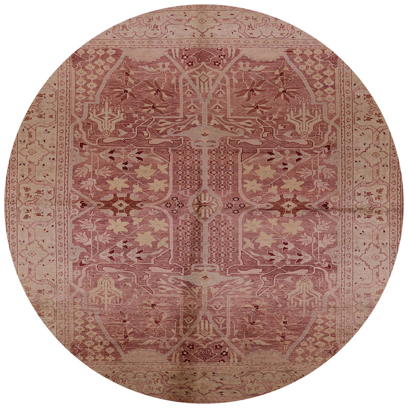 Tapis brun à motif oriental, Rond 8 pi