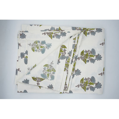 Fabdivine 18X18 Inch Floral Block Print Napkin with Traditional Abhisek