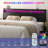 Queen Size Headboard With Led Lights, Storage Cabinet & Built-in Charging Station, Modern Wooden Headboard With Baseboard Groove Design, Easy Assembly-1724079599-1724079602
